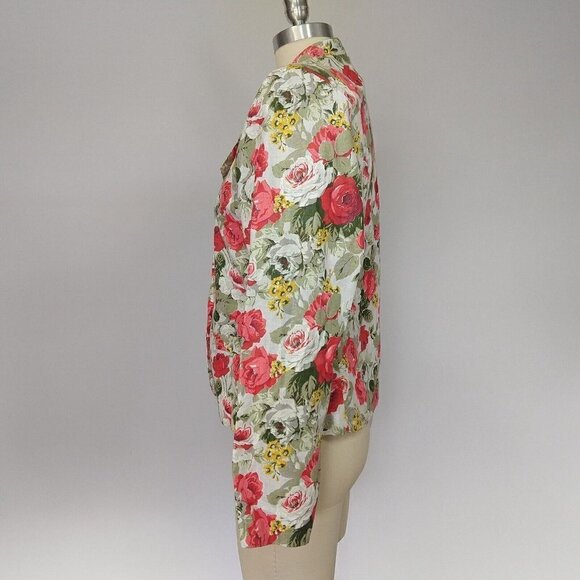 Judy Knapp Vintage Floral Print Blazer Size S M Cabbage Rose Cottage Grandma - Picture 7 of 10
